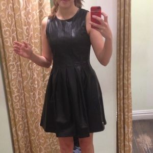 Lucy Paris Black Faux Leather Pleated Dress